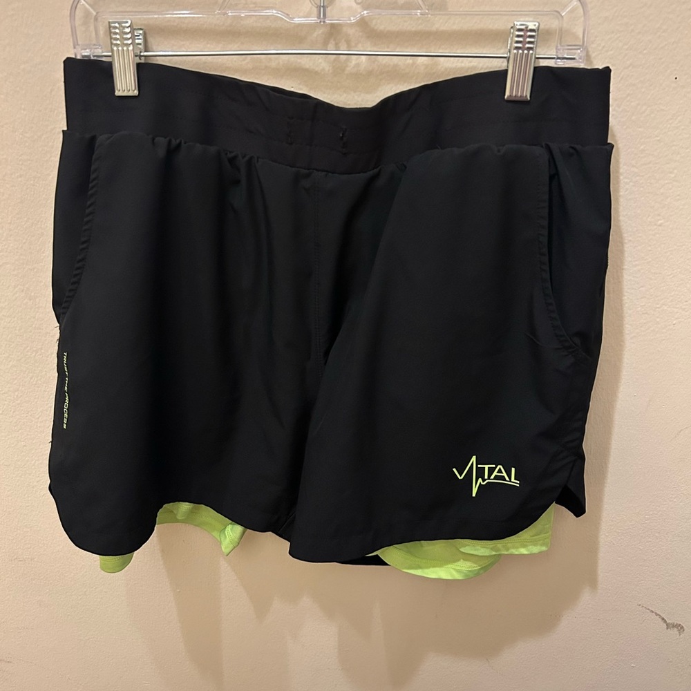 Vital apparel black/electric green shorts with liner